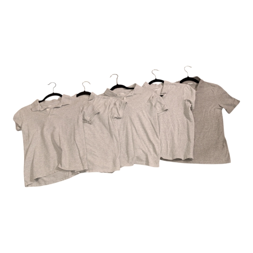 Boys Size L 10-12 School uniform Polo Bundle 5Pcs  gray short sleeve shirts